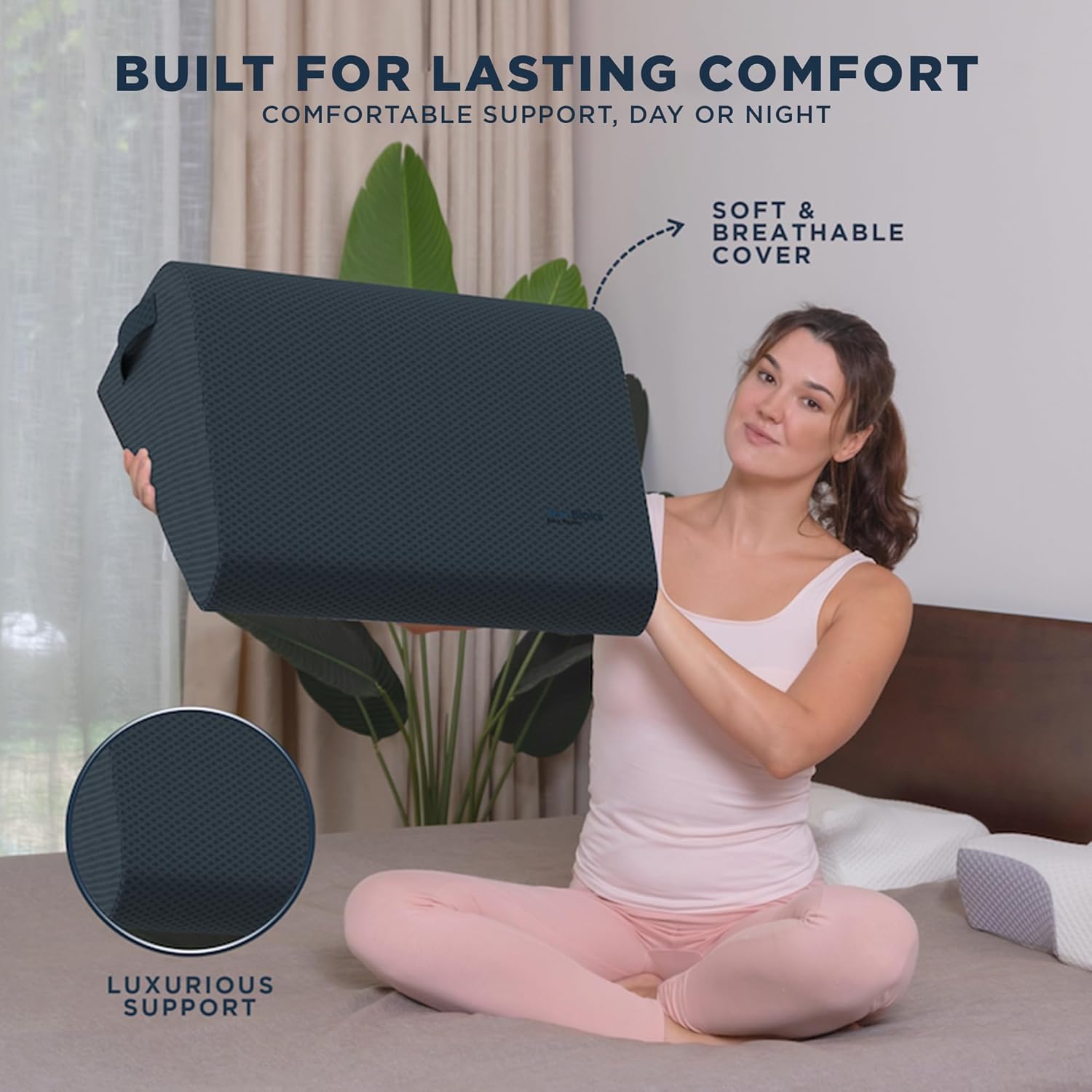 10-Inch Leg Elevation Pillow – Firm High-Density Foam Leg Wedge Pillow for Centered Leg Positioning, Structured Elevation, and Lower-Body Support for Users 52–511 Inseam 26-29 Slate Gray