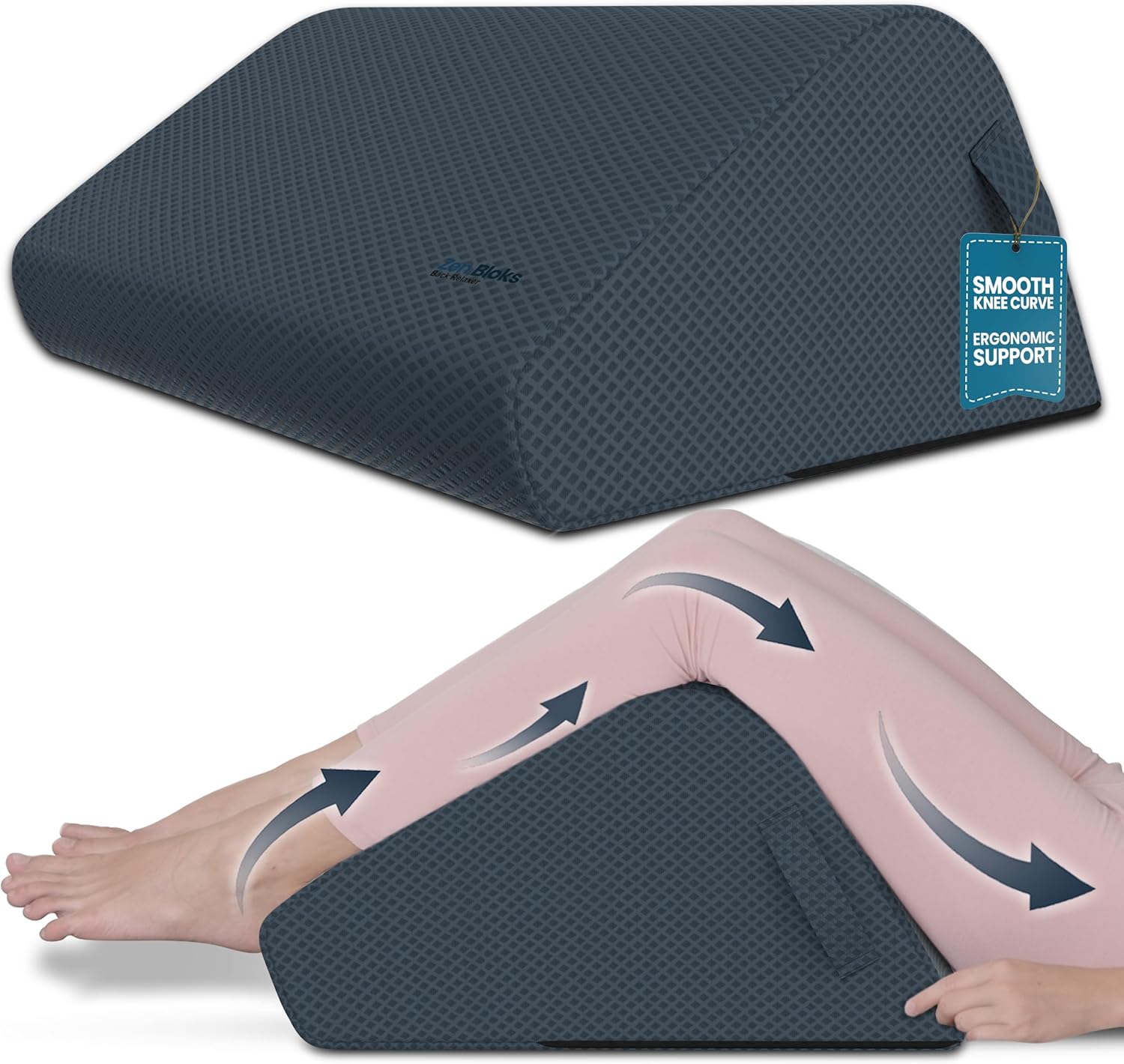 10-Inch Leg Elevation Pillow – Firm High-Density Foam Leg Wedge Pillow for Centered Leg Positioning, Structured Elevation, and Lower-Body Support for Users 52–511 Inseam 26-29 Slate Gray