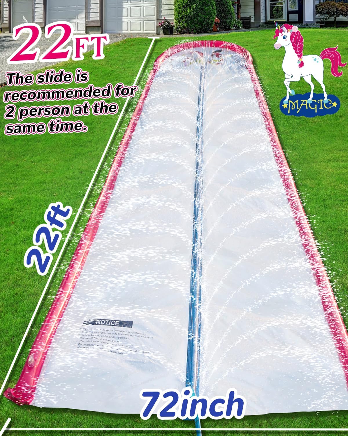 22ft Slip and Water Slide with 2 Inflatable Bodyboards,Pink Water Slide with Sprinkler for Kids Backyard,Summer Water Toys for Kids Outside,Lawn Water Slide 22ft Slip and Water Slide with 2 Inflatable Bodyboards,Pink Water Slide with Sprinkler for Kids Backyard,Summer Water Toys for Kids Outside,Lawn Water Slide
