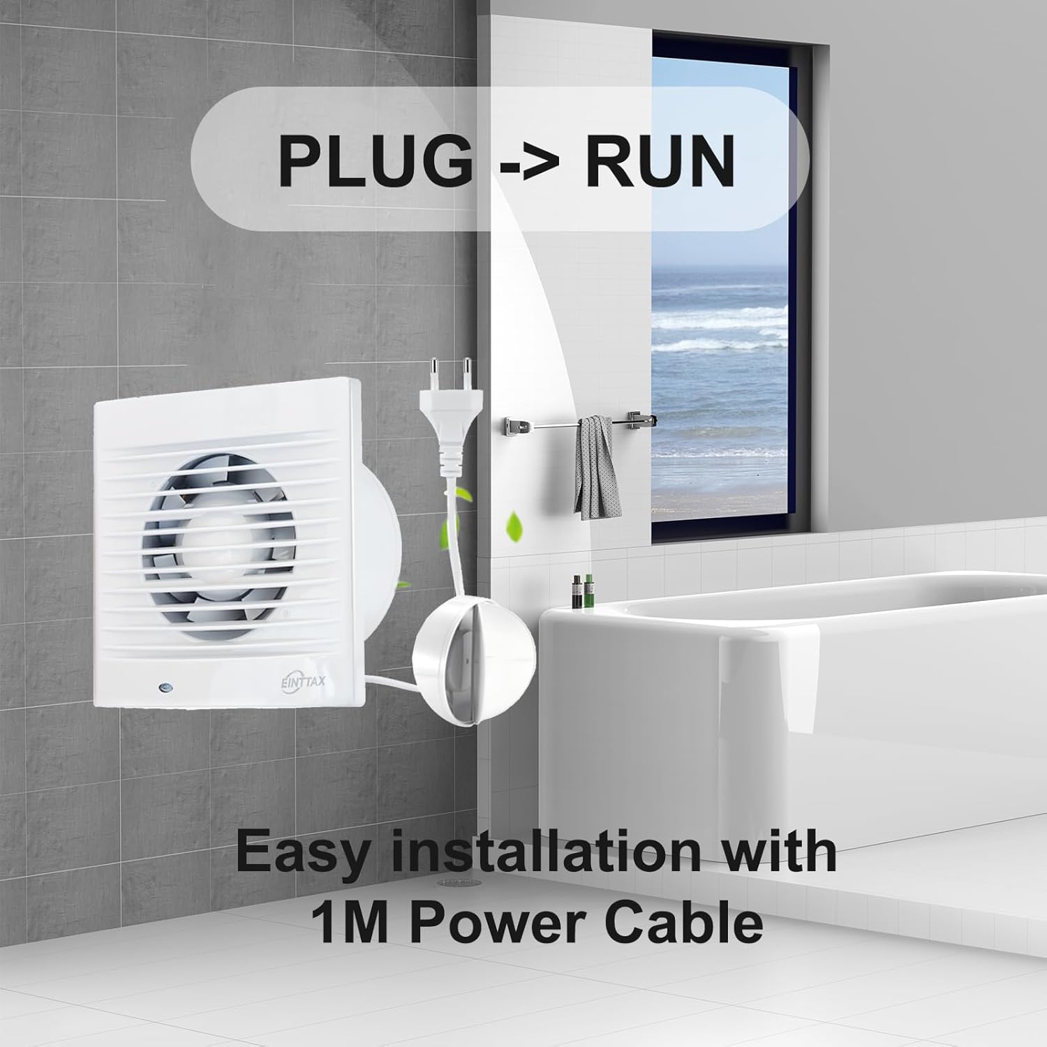 4 Inch Wall Mount Bathroom Exhaust Fan, Plug in Wall Exhaust Fan, 12W 77 CFM Bathroom Window Fan with Backdraft Damper for Kitchen, Garage, Office, 34 dB, White 4 Inch Wall Mount Bathroom Exhaust Fan, Plug in Wall Exhaust Fan, 12W 77 CFM Bathroom Window Fan with Backdraft Damper for Kitchen, Garage, Office, 34 dB, White