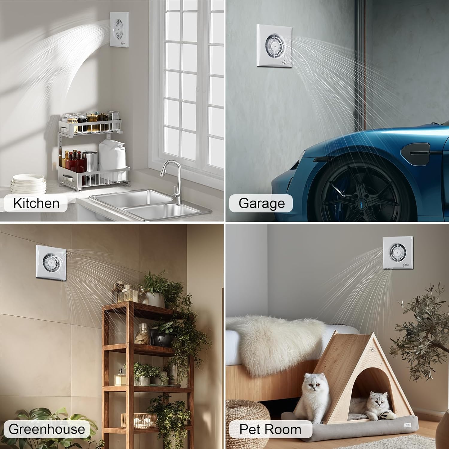 4 Inch Wall Mount Bathroom Exhaust Fan, Plug in Wall Exhaust Fan, 12W 77 CFM Bathroom Window Fan with Backdraft Damper for Kitchen, Garage, Office, 34 dB, White 4 Inch Wall Mount Bathroom Exhaust Fan, Plug in Wall Exhaust Fan, 12W 77 CFM Bathroom Window Fan with Backdraft Damper for Kitchen, Garage, Office, 34 dB, White