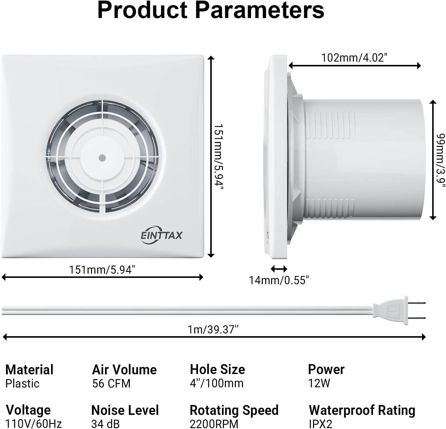 4 Inch Wall Mount Bathroom Exhaust Fan, Plug in Wall Exhaust Fan, 12W 77 CFM Bathroom Window Fan with Backdraft Damper for Kitchen, Garage, Office, 34 dB, White 4 Inch Wall Mount Bathroom Exhaust Fan, Plug in Wall Exhaust Fan, 12W 77 CFM Bathroom Window Fan with Backdraft Damper for Kitchen, Garage, Office, 34 dB, White