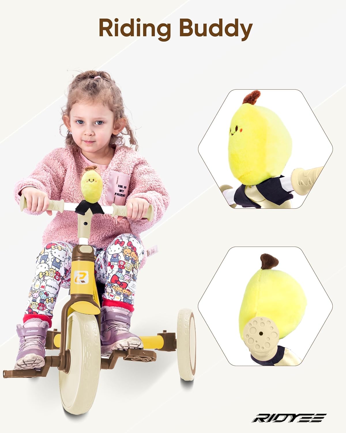 5-in-1 Toddler Tricycle for Ages 1.5–3, Parent Steering Push Trike, Tool-Free Convertible to Balance Bike, Safety Belt, Removable Backrest and Footrest, Ride-On Toy for Boys Girls, Yellow 5-in-1 Toddler Tricycle for Ages 1.5–3, Parent Steering Push Trike, Tool-Free Convertible to Balance Bike, Safety Belt, Removable Backrest and Footrest, Ride-On Toy for Boys Girls, Yellow