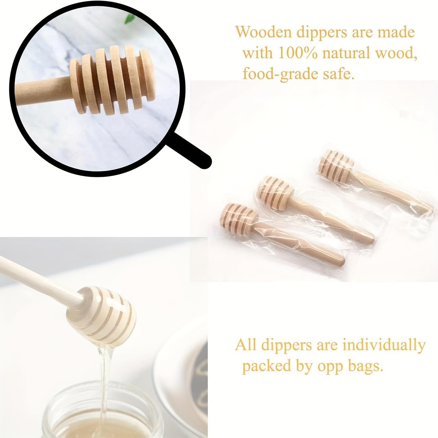 60 Pack 1.5 oz Mini Glass Honey Jar, Hexagon Honey Jars with Wood Dipper, Small Glass Favor Jars with Airtight Lids, Bee Pendants, Jutes - Perfect for Baby Shower, Wedding, Party Favors