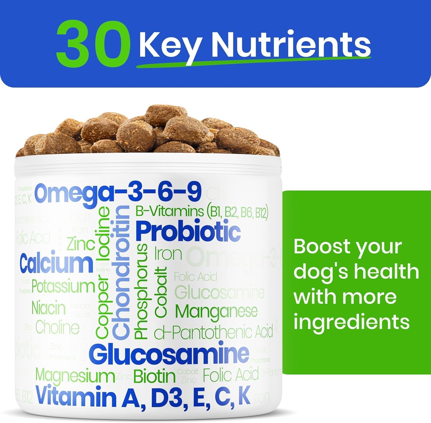 BARKSPARK Advanced Dog Vitamins - Four in One Vitamin Complex - Glucosamine + Omega + Probiotics + Vitamins - 100ct -Salmon  Beef Liver