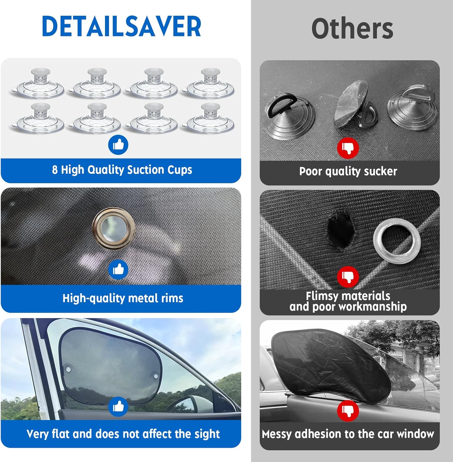 Car Window Shades for Side Window(4 Pack),Car Window Shade for Baby with 8 Suction Cups,Sun Shade Side Window Can Blocks 99.98% UVR,Sun Shade for Window