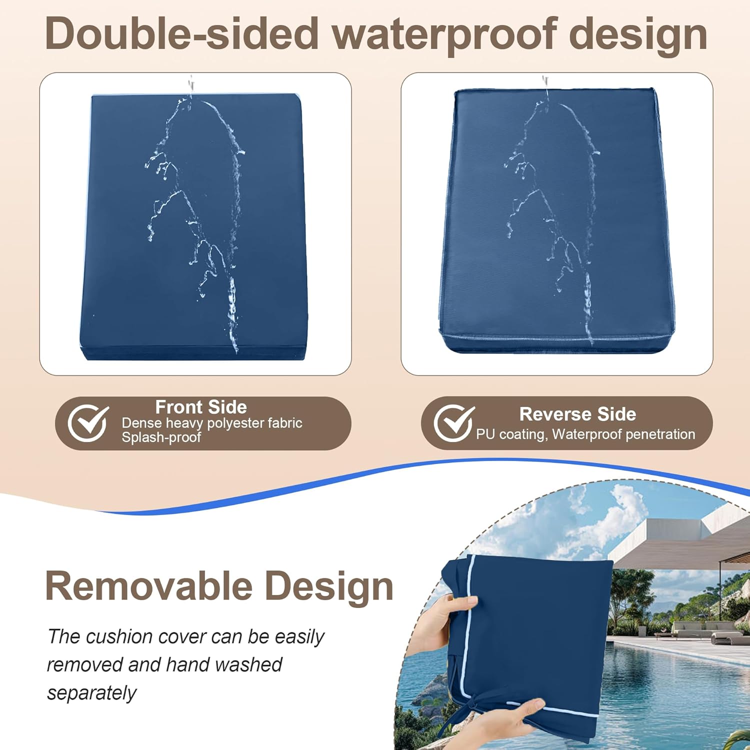 Chaise Lounge Cushion Outdoor Furniture, 4 Inch Thick Lounge Chair Cushions with Ties, Weather Fade Resistant Patio Outdoor Lounge Replacement Cushions for Pool,Lawn, 72 x21, Blue White Piping Chaise Lounge Cushion Outdoor Furniture, 4 Inch Thick Lounge Chair Cushions with Ties, Weather Fade Resistant Patio Outdoor Lounge Replacement Cushions for Pool,Lawn, 72 x21, Blue White Piping