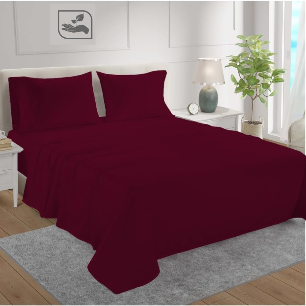 CharlottelyHues 800 Thread Count Sheet Sets 4 Piece 100% Egyptian Cotton Sheets 18 Deep Pocket Luxury Hotel Quality Long Staple Sateen Weave Breathable, Durable  Cooling Sheets - King (Burgundy)