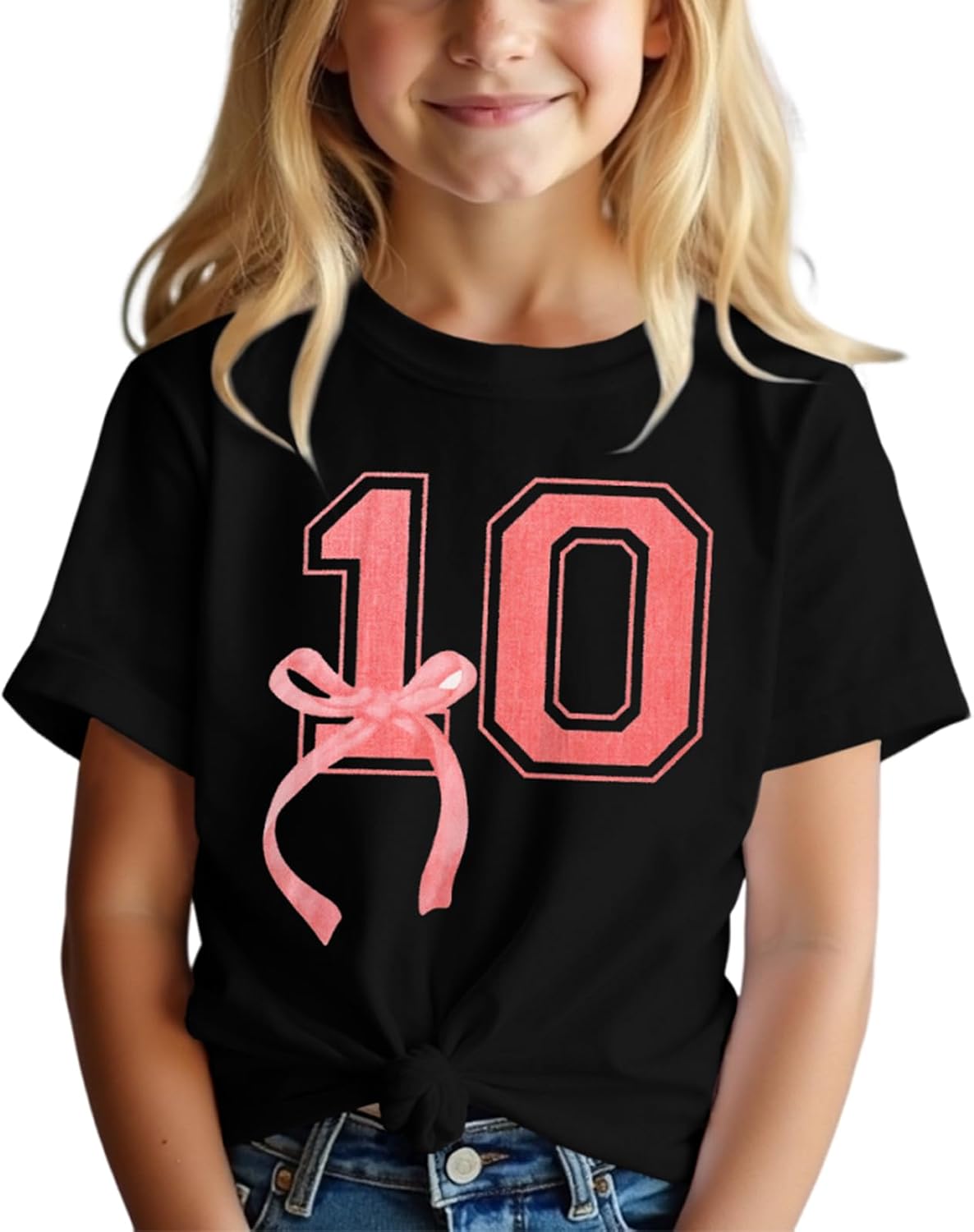 CM CM WODRO 10th Birthday Shirt Girl Pink Bow Graphic Tee 10 Year Old Birthday Party T-Shirt Girl Summer Short Sleeve Tops CM CM WODRO 10th Birthday Shirt Girl Pink Bow Graphic Tee 10 Year Old Birthday Party T-Shirt Girl Summer Short Sleeve Tops