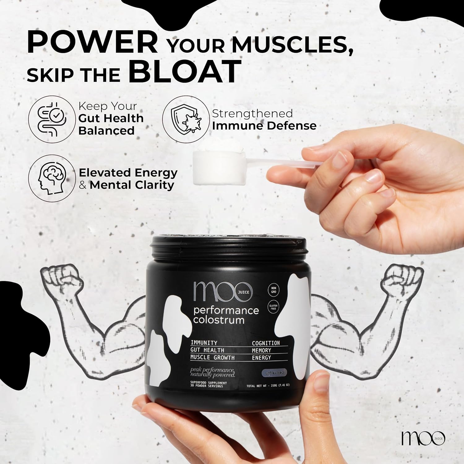 Colostrum Powder – 2000mg Grass-Fed Bovine Colostrum + 5000mg Creatine Monohydrate – Supports Gut Health, Immunity, Muscle Recovery  Energy – Non-GMO | Unflavoured 6.3oz (Colostrum Performance)