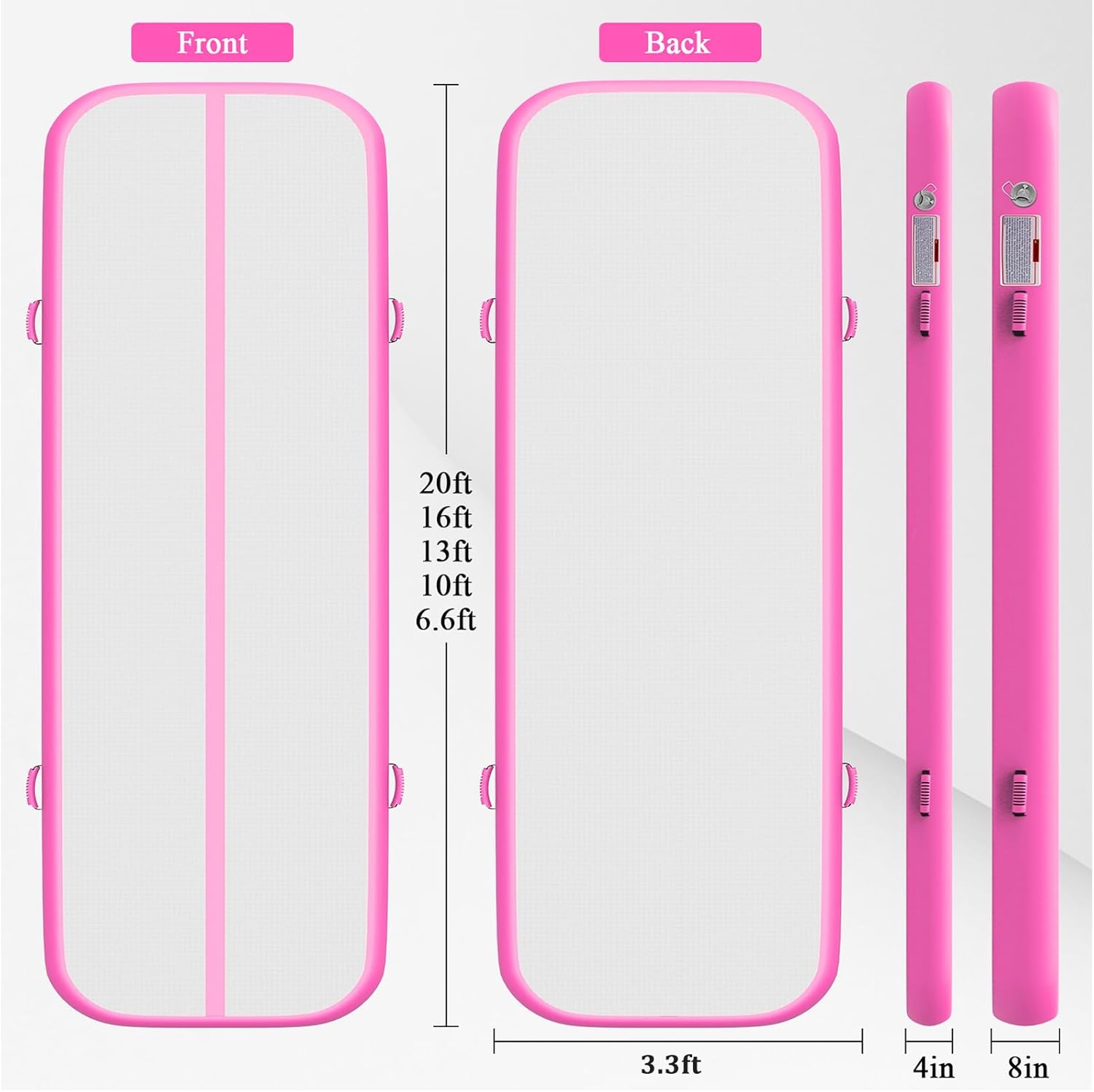 Estgora Tumbling Mat Inflatable Gymnastics Mat, Air Tumble Track Gymnastic Training Mat 20ft 16ft 13ft 10ft For kids Home Use Gym Cheerleading with Electric Pump