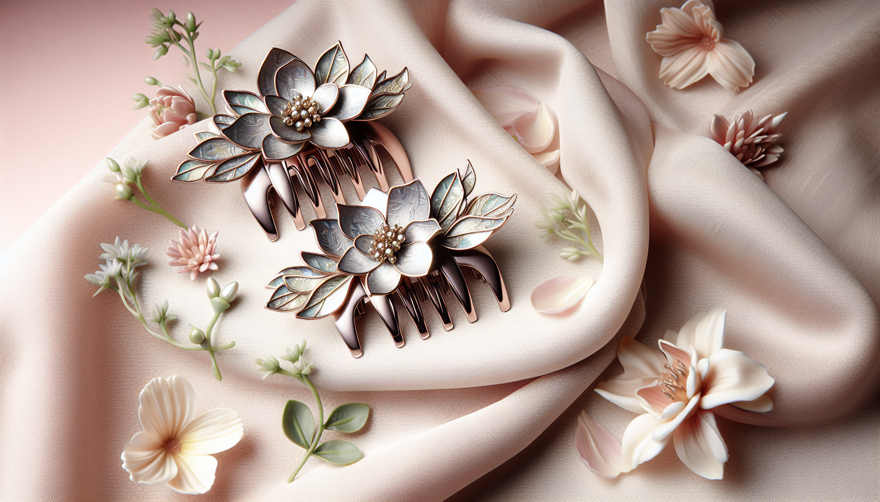 Gimme Beauty Medium Hair Clip - Flower Claw Clip Duo - Aesthetic Accessories for Women - Gentle-Grip Daisy Accessory with Non-Slip Finish - Colorful Claw Perfect for Long Hair - 2 Pack, Blue/Tan