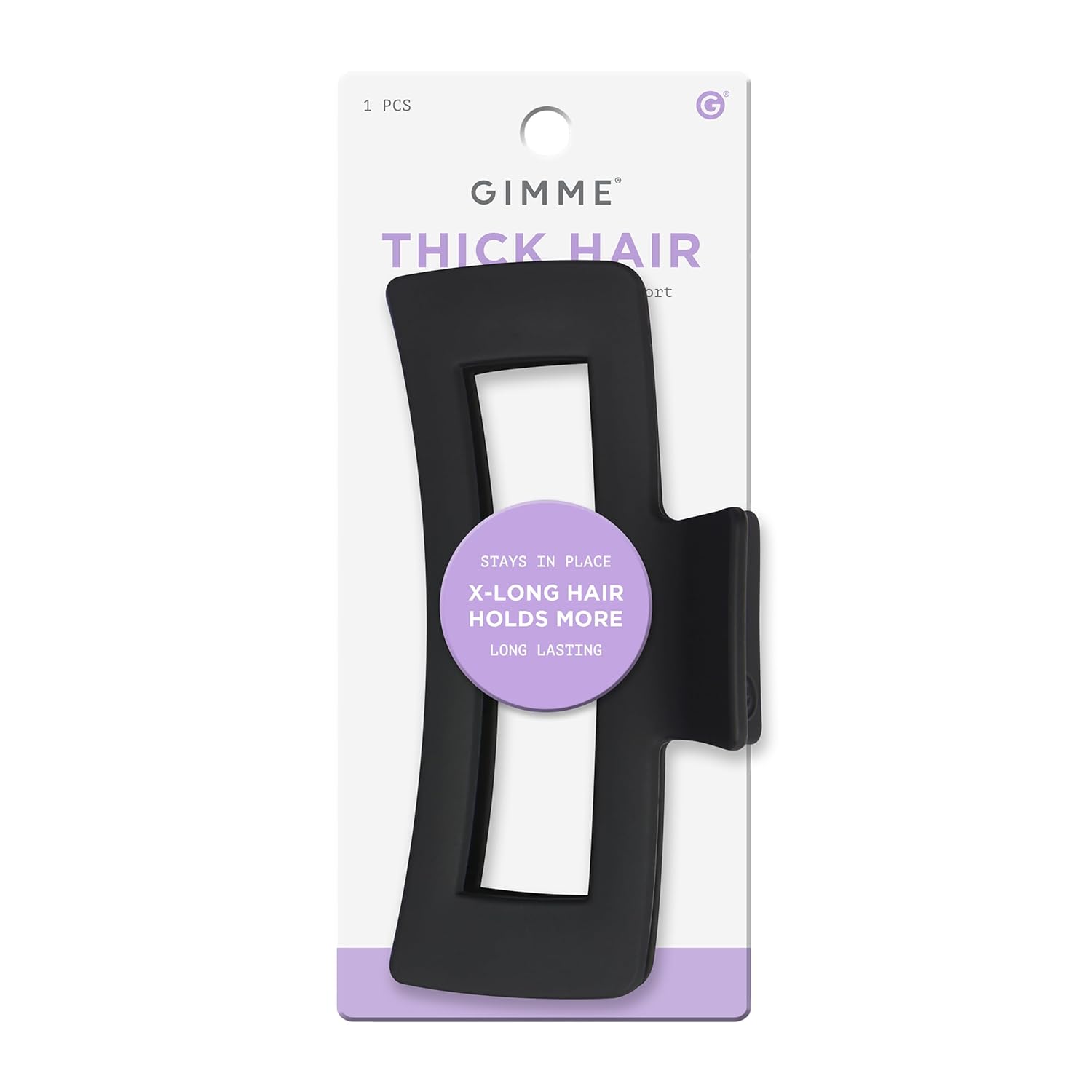 Gimme Beauty XL Thick Hair - X-Long Hair Holds More - Velvet-Like Finish Clip for All Lock Types - Non-Slip, Firm-Hold Daily Wear Accessory - Essential, Retractable Clip - Black