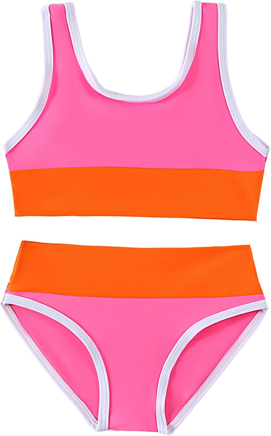 Girl Swimsuit Casual Swimwear Kids Two Piece Color Block Bathing Suits Beach Bikini Set 3-8 Years
