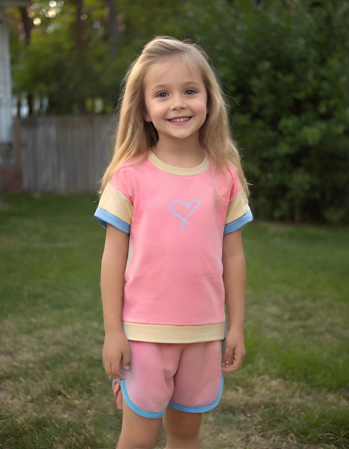 Girls Clothes 4-8T Summer Outfits Toddler Girls Color Block Short Sleeve T-Shirt Pants Outfit Set Girls Clothes 4-8T Summer Outfits Toddler Girls Color Block Short Sleeve T-Shirt Pants Outfit Set