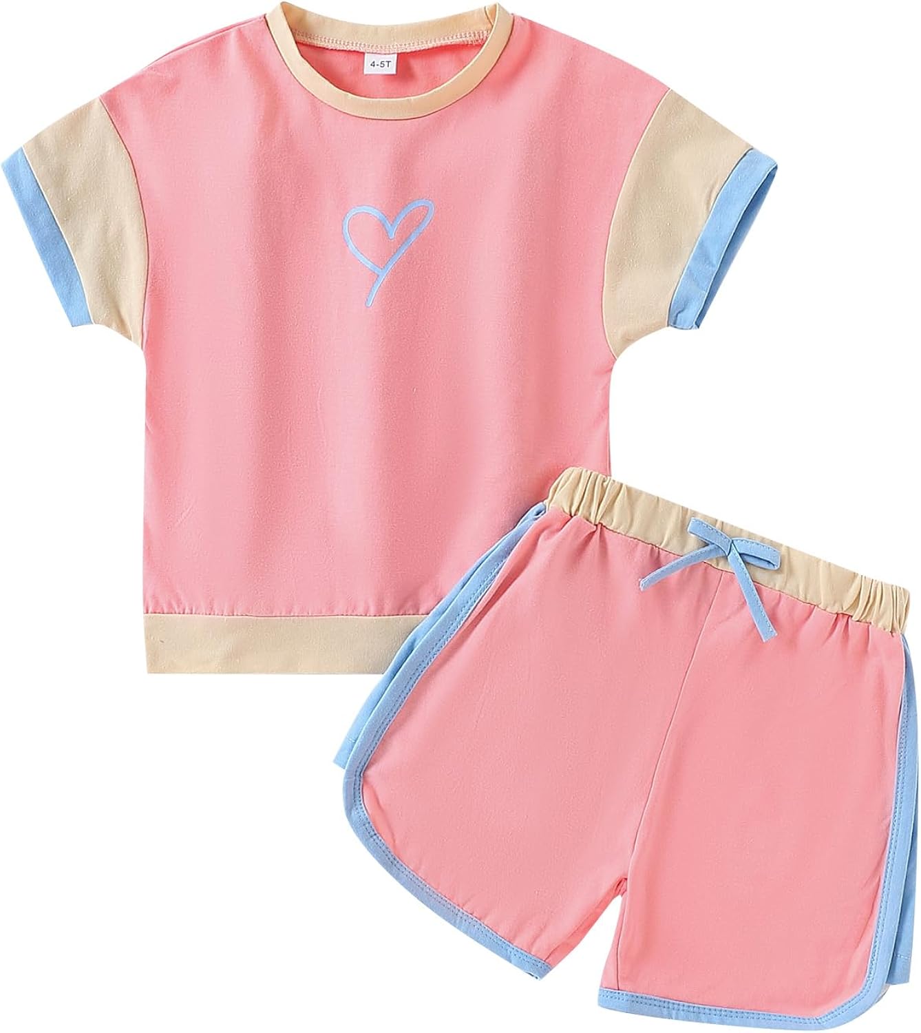 Girls Clothes 4-8T Summer Outfits Toddler Girls Color Block Short Sleeve T-Shirt Pants Outfit Set Girls Clothes 4-8T Summer Outfits Toddler Girls Color Block Short Sleeve T-Shirt Pants Outfit Set