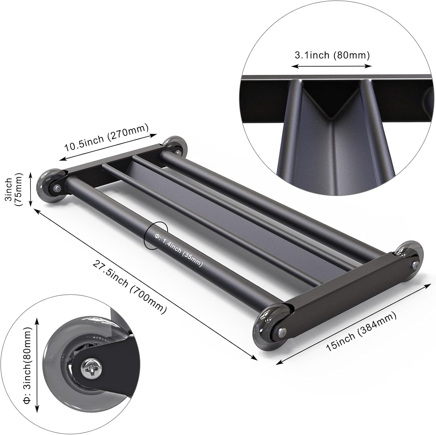 Glute Ham Glider, Multi-Functional Hamstring Roller with Smooth Wheels, V-Bar for Hamstring Curls, Ab Glider Workout  Core Strength Training