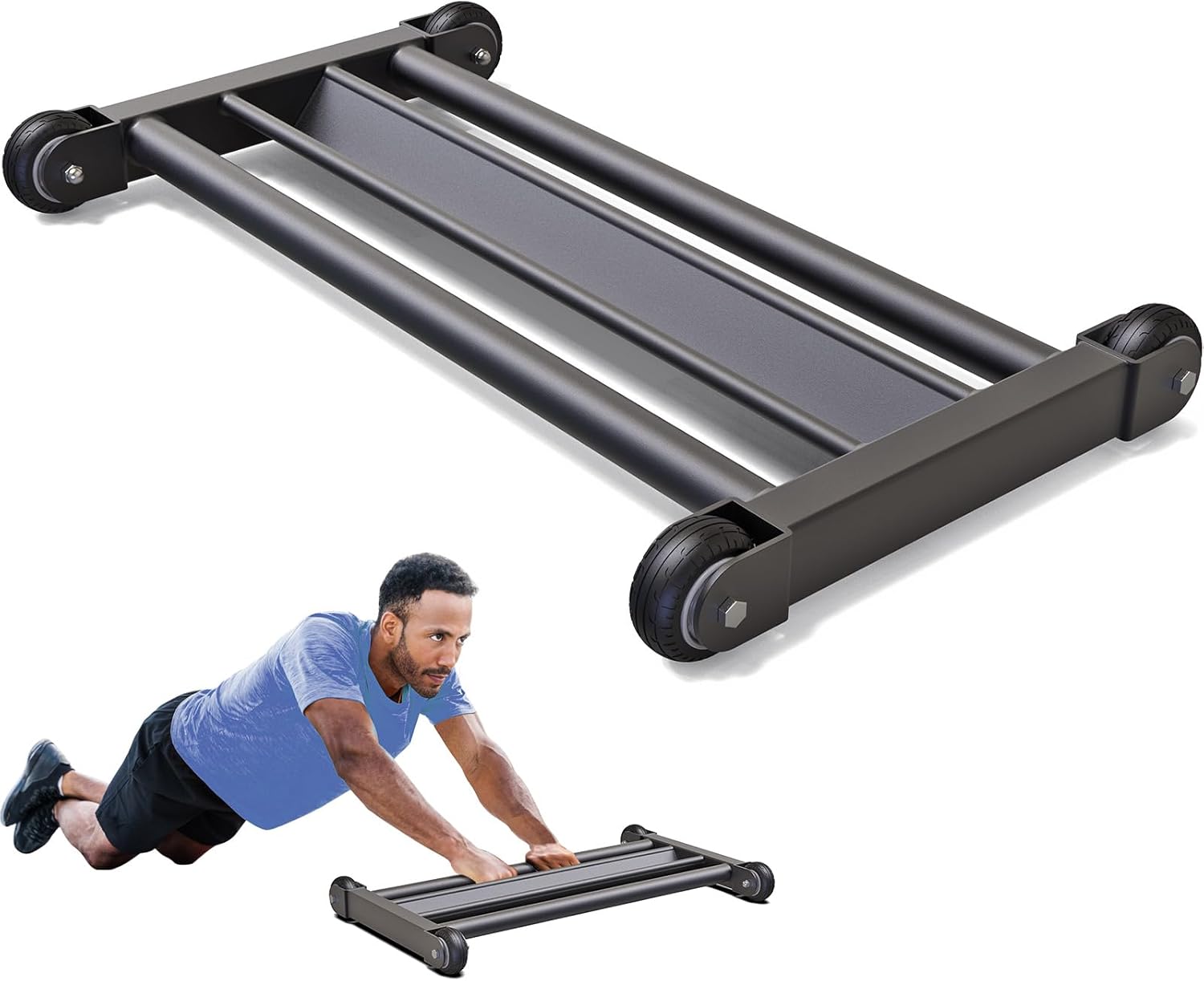 Glute Ham Glider, Multi-Functional Hamstring Roller with Smooth Wheels, V-Bar for Hamstring Curls, Ab Glider Workout  Core Strength Training