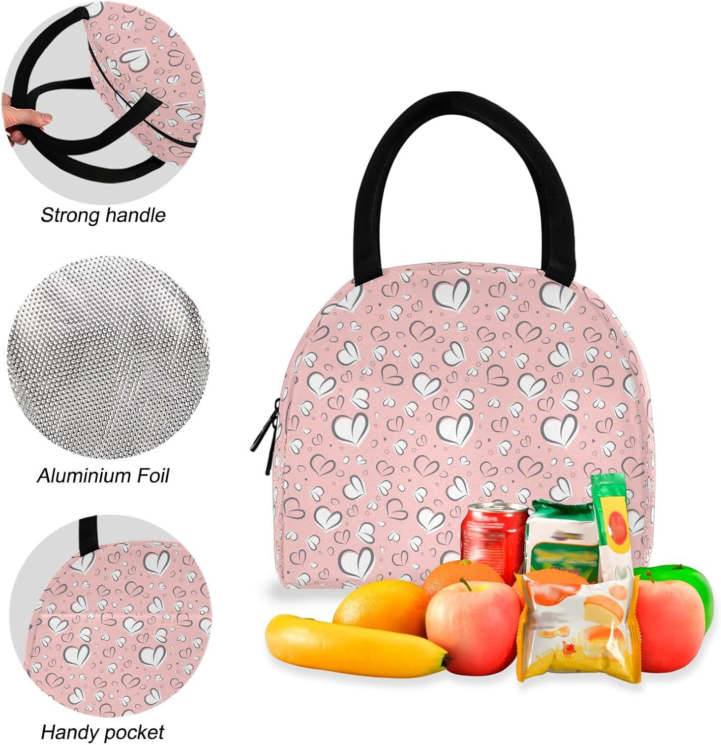 Hearts Pattern Valentines Day Kids Backpack with Lunch Box Set Bookbag for Boys Girls Elementary Middle High School