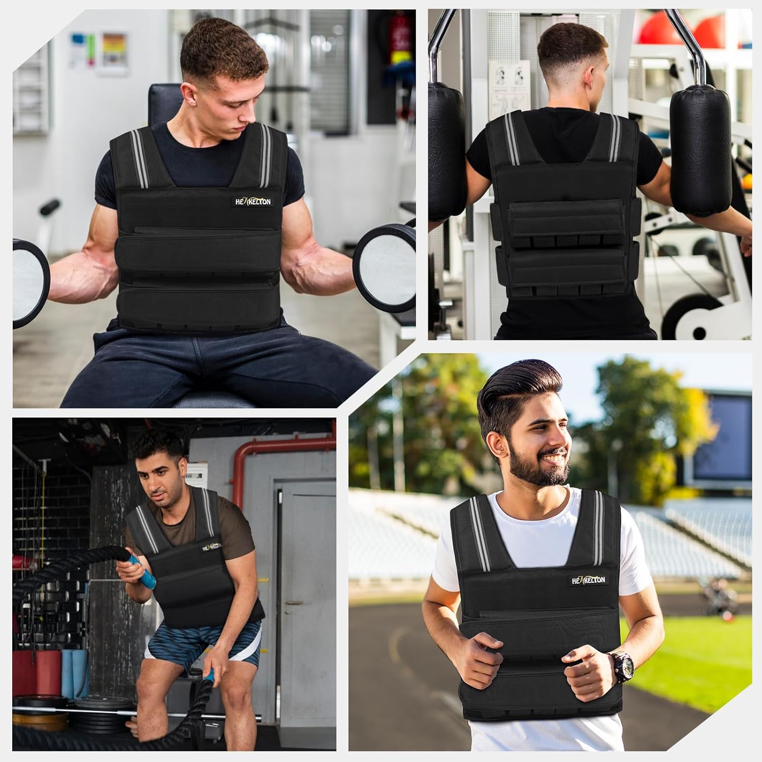 Henkelion Adjustable Weighted Vest for Men Women with Removable Iron Weights, 24lbs/40lbs Body Weight Vests Adjustable for Running, Training Workout, Jogging, Walking