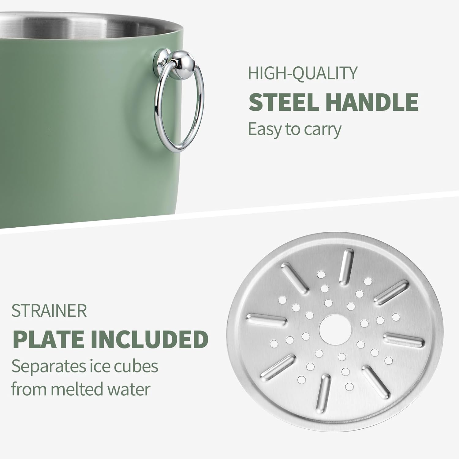 Ice Bucket - 3L Large Ice Bucket for Parties  Cocktail Bar, Stainless Steel Ice Cooler with Lid  Tongs, Retro Style Ice Bucket for Freezer  Drinks