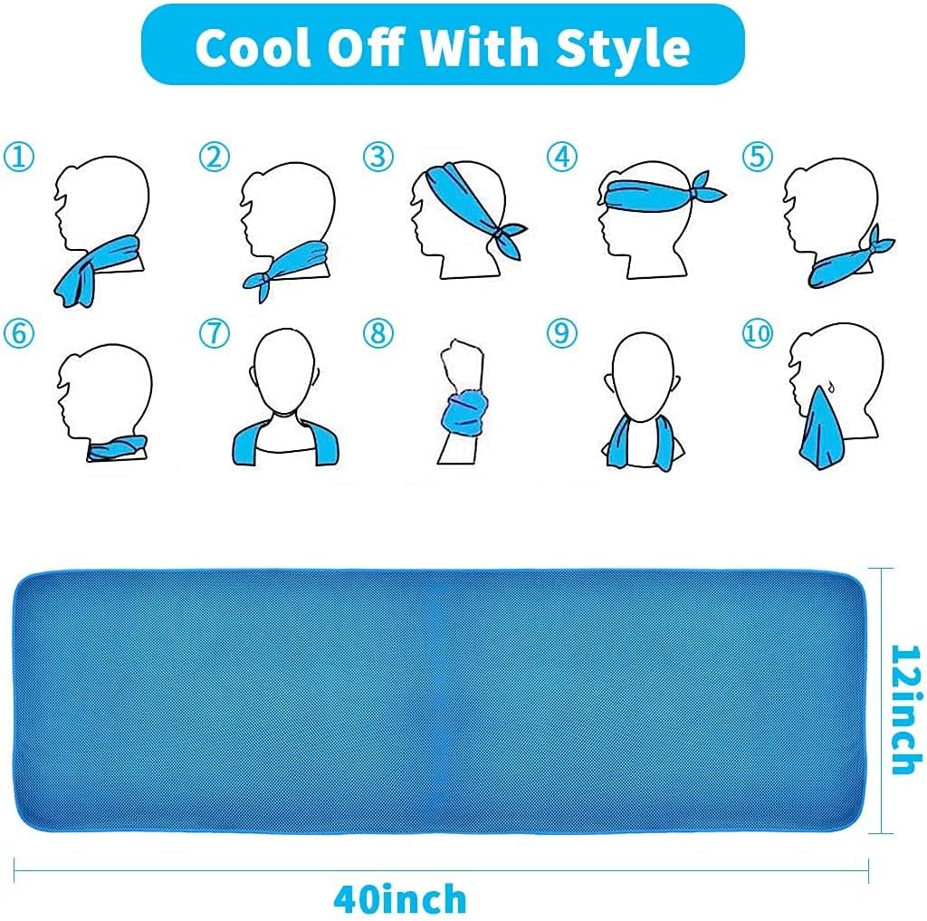 isinwheel 2 Packs Cooling Towels for Neck and Face, Soft Breathable Gym Towels with Waterproof Bag  Carabiner, Multi-Colored Sweat Towels for Gym, Running, Yoga, Travel, Climb (Blue)