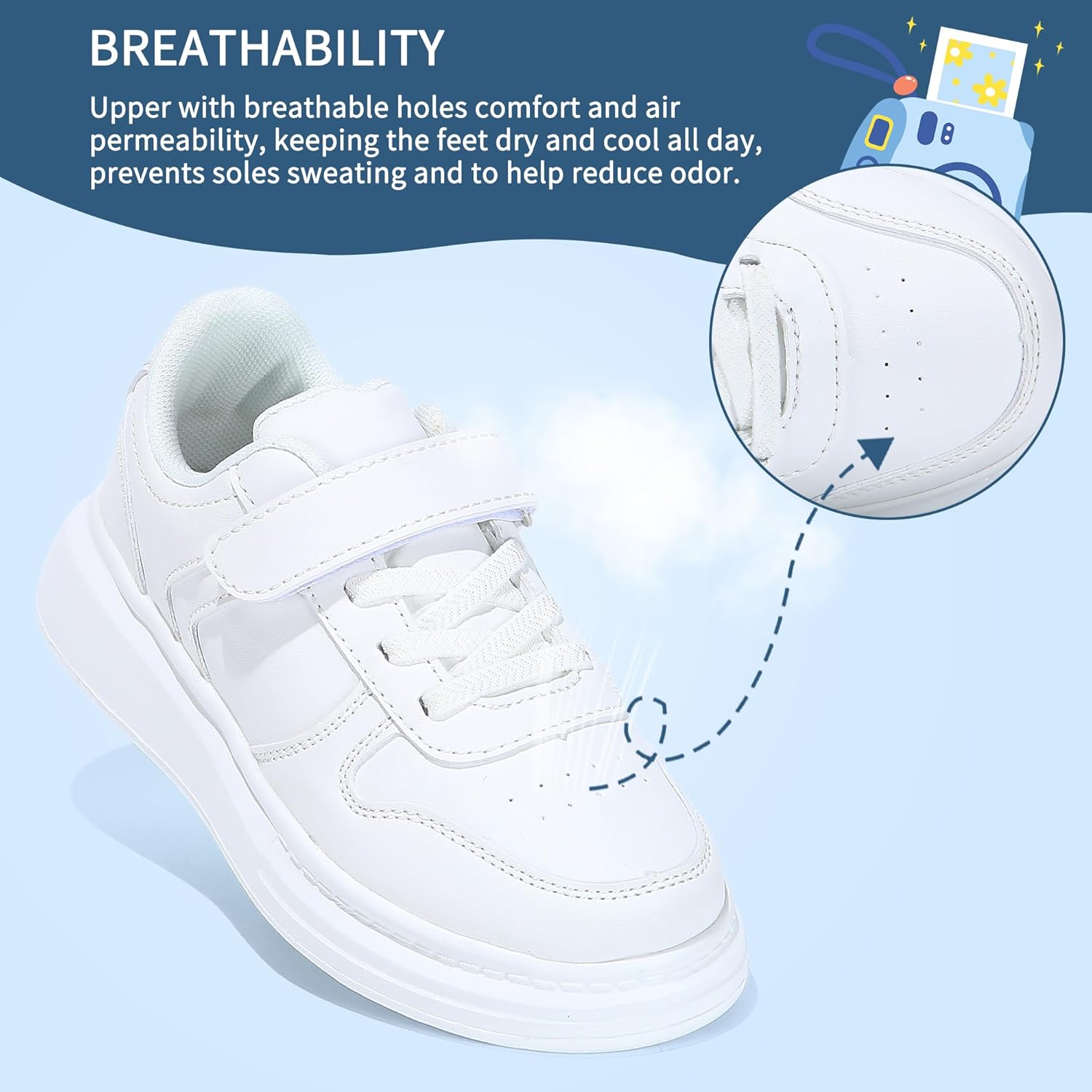 Kids Boys Girls Sneakers Hook  Loop Tennis Breathable Lightweight Toddler Shoes for Sport Outdoor Walking (Size 10-5)