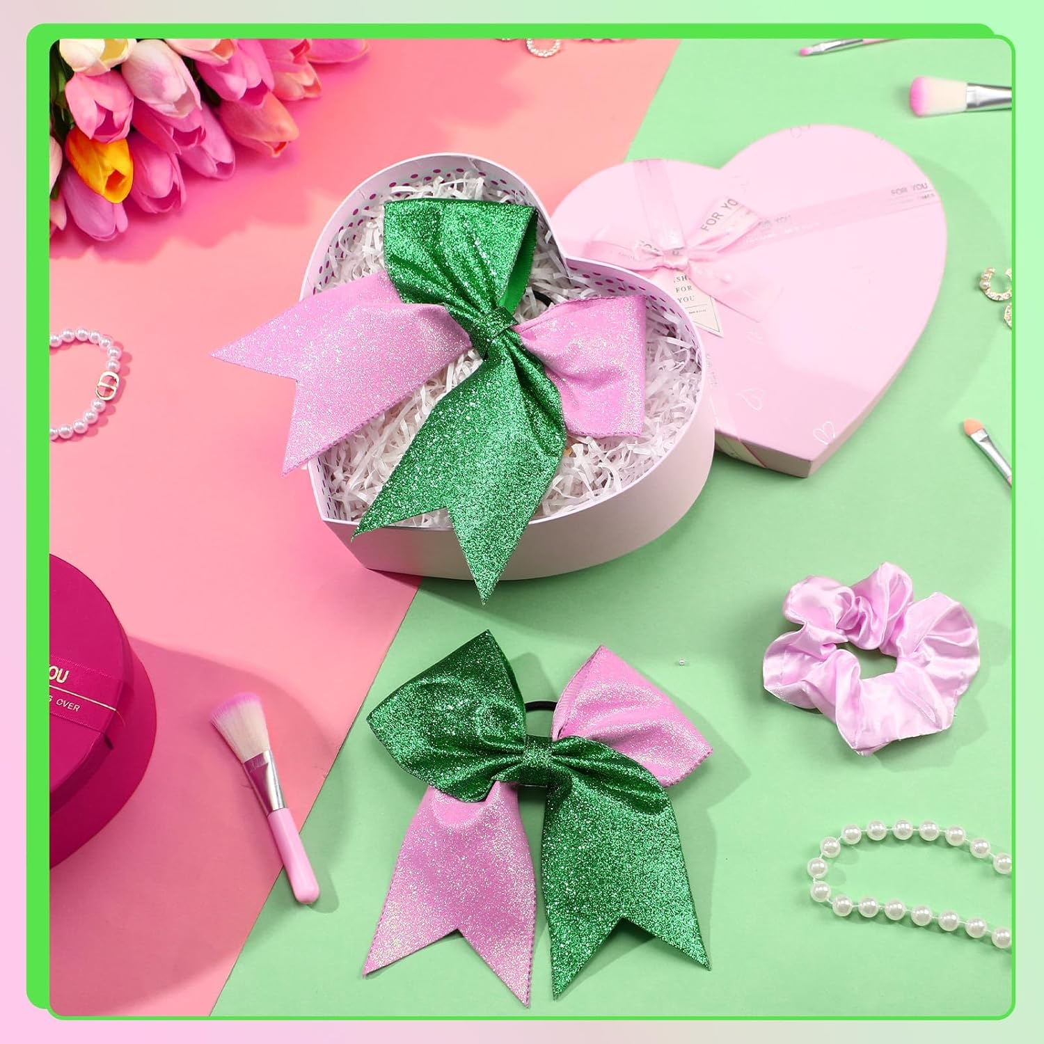 Landical 2 Pcs 7 Witch Hair Accessories Glitter Leather Pink and Green Hair Bows with Ponytail Holder Cute Hair Tie for Witch and Princess Birthday Party Favor Cosplay Outfit Movie Fans Merch Gifts Landical 2 Pcs 7 Witch Hair Accessories Glitter Leather Pink and Green Hair Bows with Ponytail Holder Cute Hair Tie for Witch and Princess Birthday Party Favor Cosplay Outfit Movie Fans Merch Gifts