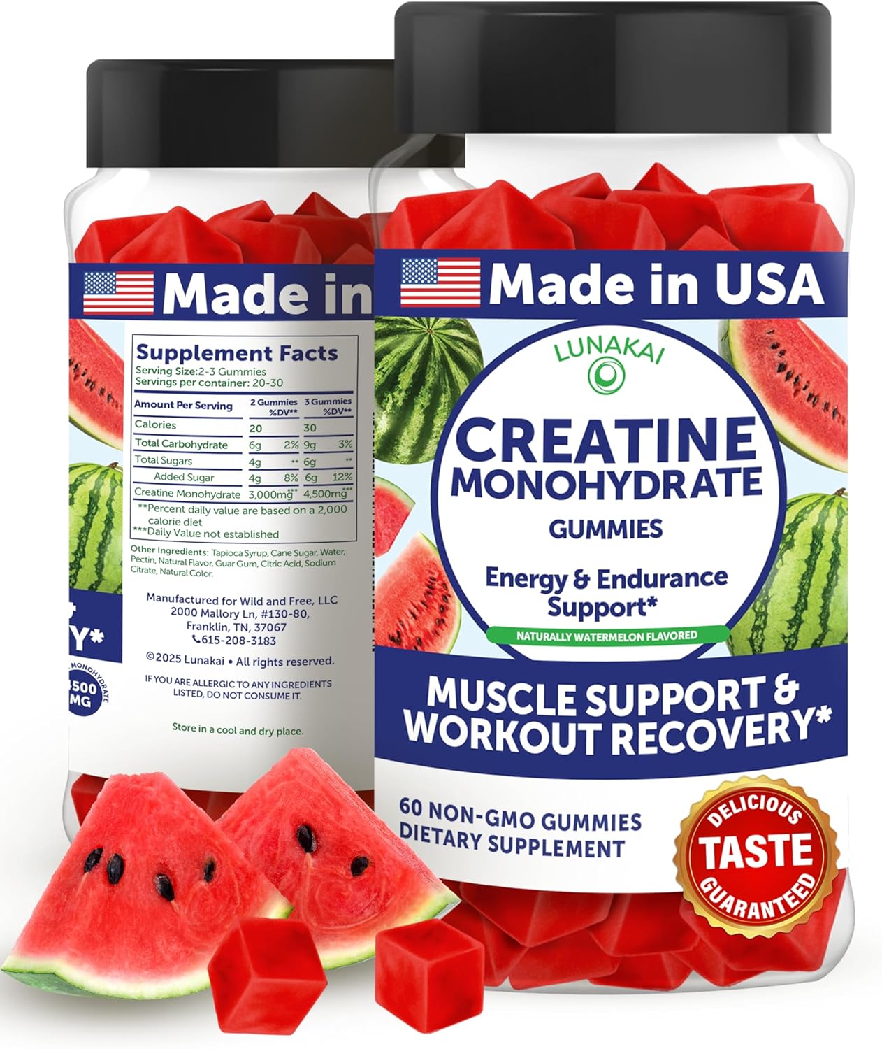 Lunakai USA Made Creatine Monohydrate Gummies for Women Men – Vegan Creatine Gummies for Muscle Recovery Support – Pre Workout Supplement, 60ct Lunakai USA Made Creatine Monohydrate Gummies for Women Men – Vegan Creatine Gummies for Muscle Recovery Support – Pre Workout Supplement, 60ct