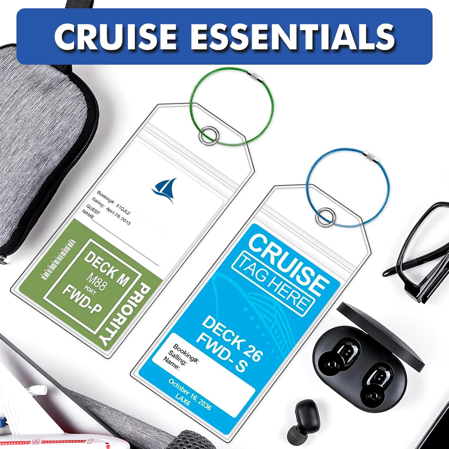 ME.FAN 14 Pack Cruise Luggage Tag Holder for Carnival, Princess, MSC, NCL, Clear Cruise Tags Holder - Waterproof, Reusable, Zip Seal, Cruise Essentials