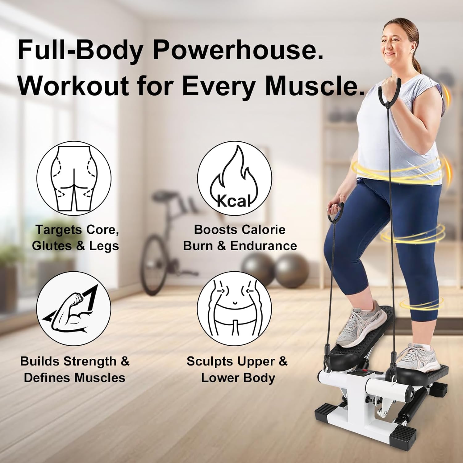 Mini Stepper for Home Exercise, Portable Stair Stepper with LCD Monitor and Resistance Bands, 260lbs Weight Capacity, Twist Stepper for Full Body Workout Mini Stepper for Home Exercise, Portable Stair Stepper with LCD Monitor and Resistance Bands, 260lbs Weight Capacity, Twist Stepper for Full Body Workout