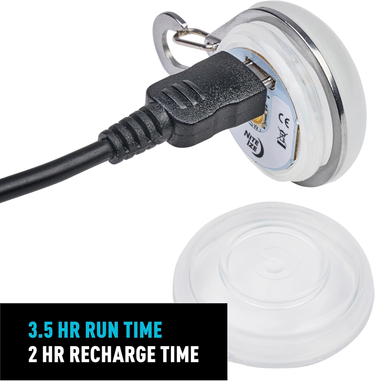 Nite Ize SpotLit Rechargeable Carabiner Light - 3.5-Hour Runtime - Fits on Keychains, Bags  Zippers - Perfect for Finding Items in Dark Cabinets or As a Car Emergency Light - White