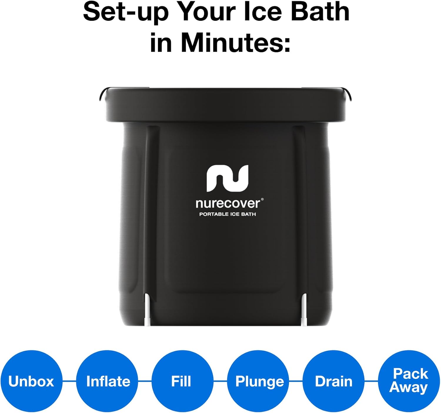 NuRecover Portable Ice Bath – Compact and Foldable Cold Therapy Tub, Quick Setup, Durable PVC Material, Ideal for Athletes and Active Recovery