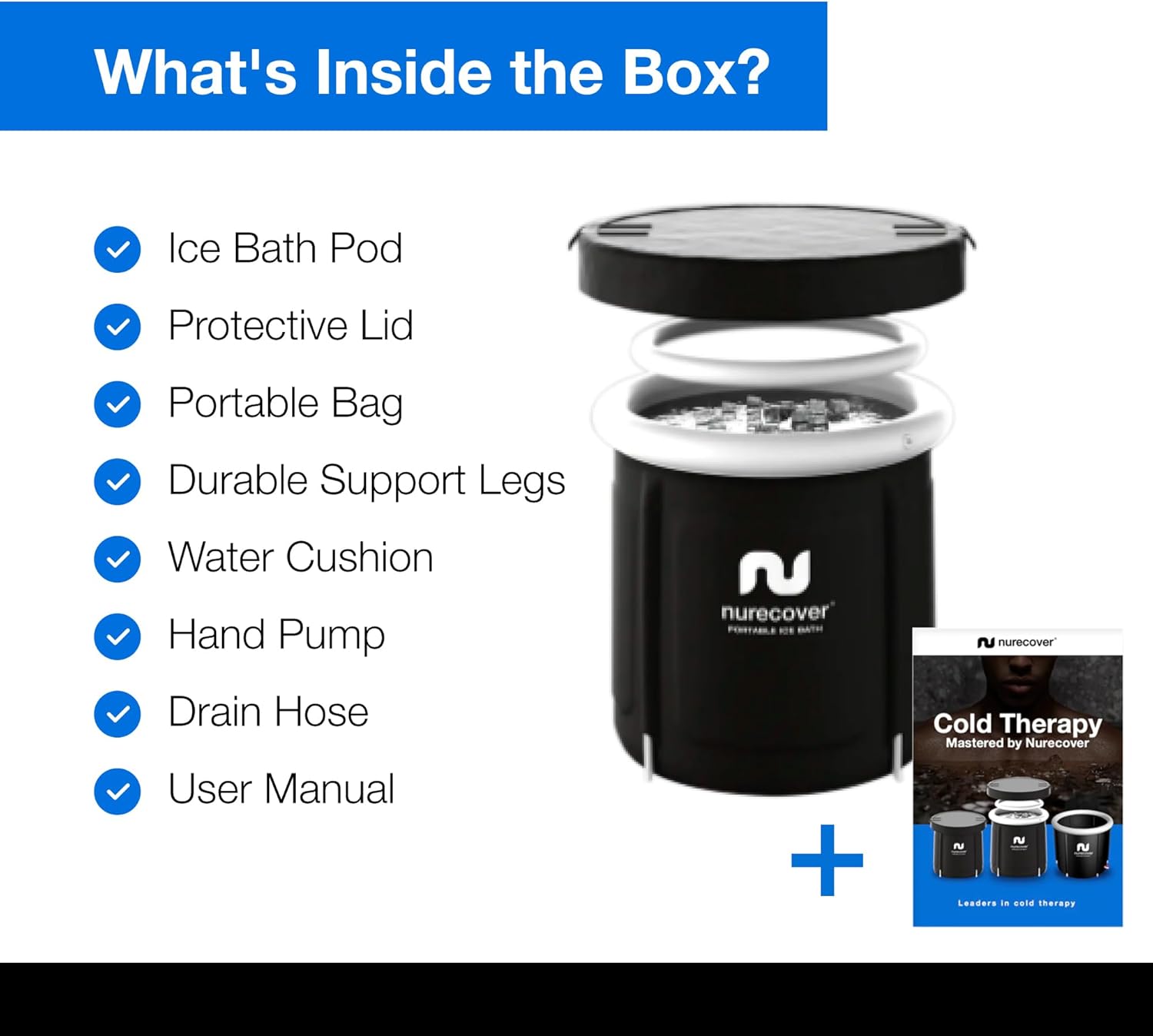 NuRecover Portable Ice Bath – Compact and Foldable Cold Therapy Tub, Quick Setup, Durable PVC Material, Ideal for Athletes and Active Recovery