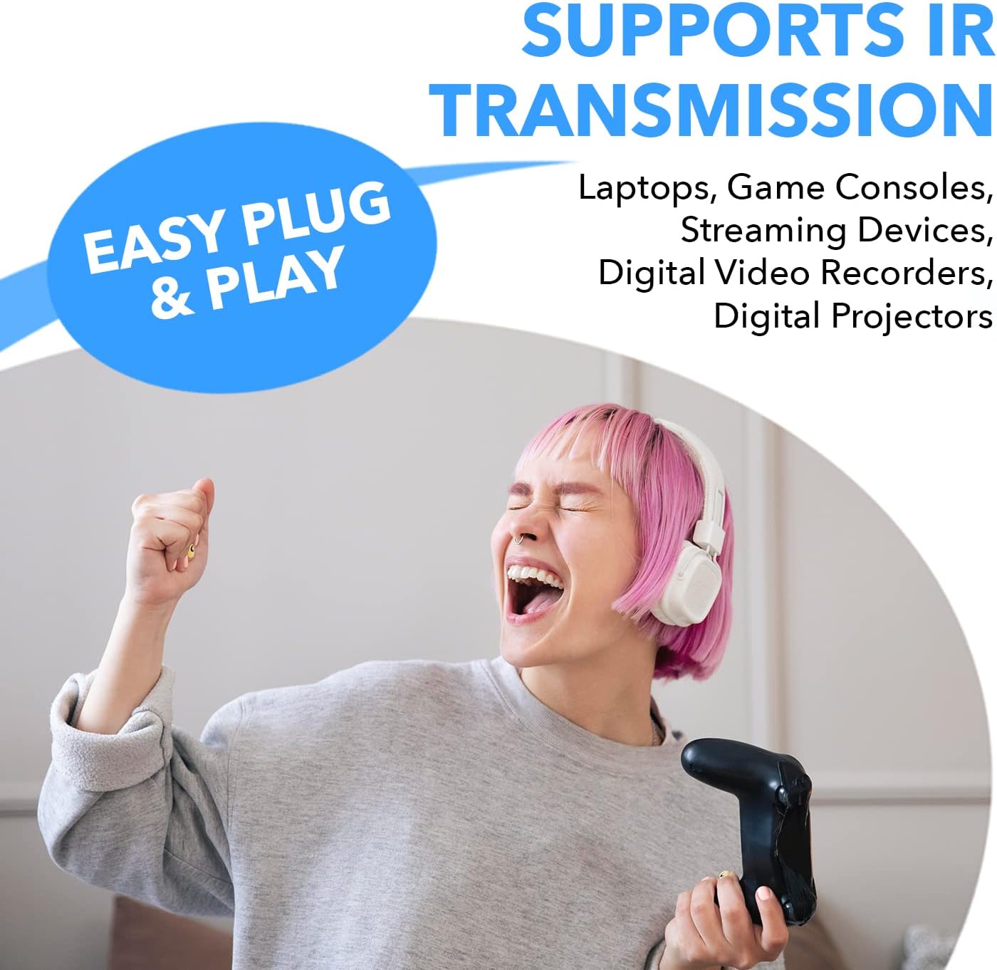 OREI 1x4 HDMI Extender Splitter 4K, Multiple Over Single Cable CAT6/7 4K@60Hz 4:4:4 HDCP 2.2 with IR Remote EDID Management - Up to 230 Ft - Loop Out - Low Latency - Full Support IR RS-232 Control