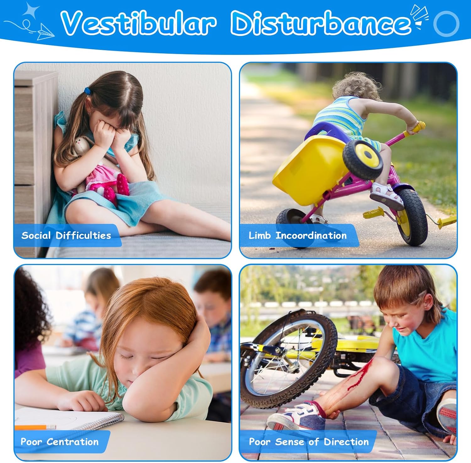 RetroAudio Sensory Spinning Chair for Autistic Kids Sensory Swivel Chairs for Kids Sit and Spin Toys for Toddlers 3+ Enhancing Motor Skills Educational Indoor  Outdoor Toys (Blue)