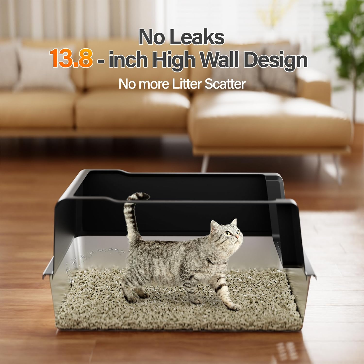 Stainless Steel Jumbo Open Cat Litter Box, XXXL 28x20.5x14 for Large Cats Multi-Cat Households, Anti-Leakage High Walls Non-Slip Base, Non-Sticky, Easy Clean Durable Metal Litter Pan Stainless Steel Jumbo Open Cat Litter Box, XXXL 28x20.5x14 for Large Cats Multi-Cat Households, Anti-Leakage High Walls Non-Slip Base, Non-Sticky, Easy Clean Durable Metal Litter Pan