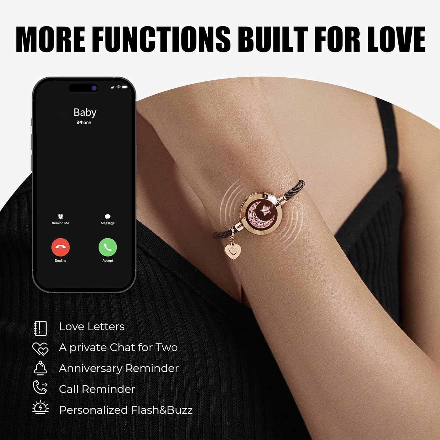 TOTWOO Long Distance Touch Bracelets for Couples, Smart Light Vibration Love Jewelry, Long Distance Valentines Day Gifts for Him Her Women Men, One-to-One Bluetooth Pairing via App TOTWOO Long Distance Touch Bracelets for Couples, Smart Light Vibration Love Jewelry, Long Distance Valentines Day Gifts for Him Her Women Men, One-to-One Bluetooth Pairing via App