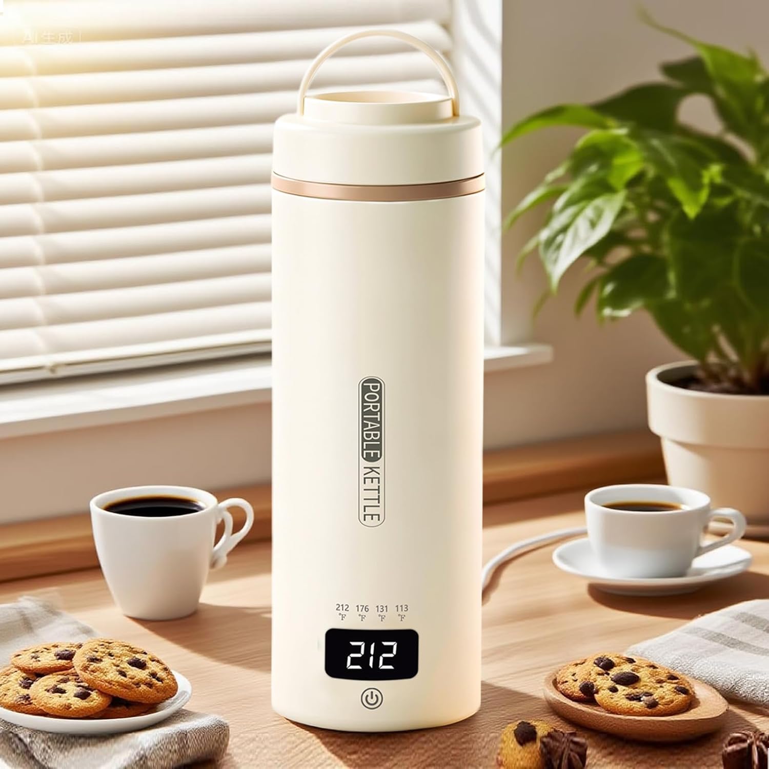 Travel Kettle Mini Portable Electric Kettle with 4 Temperature Settings, Plug in 304 Stainless Steel Mini Travel Electric Kettle with Auto Shut-off (Beige) Travel Kettle Mini Portable Electric Kettle with 4 Temperature Settings, Plug in 304 Stainless Steel Mini Travel Electric Kettle with Auto Shut-off (Beige)