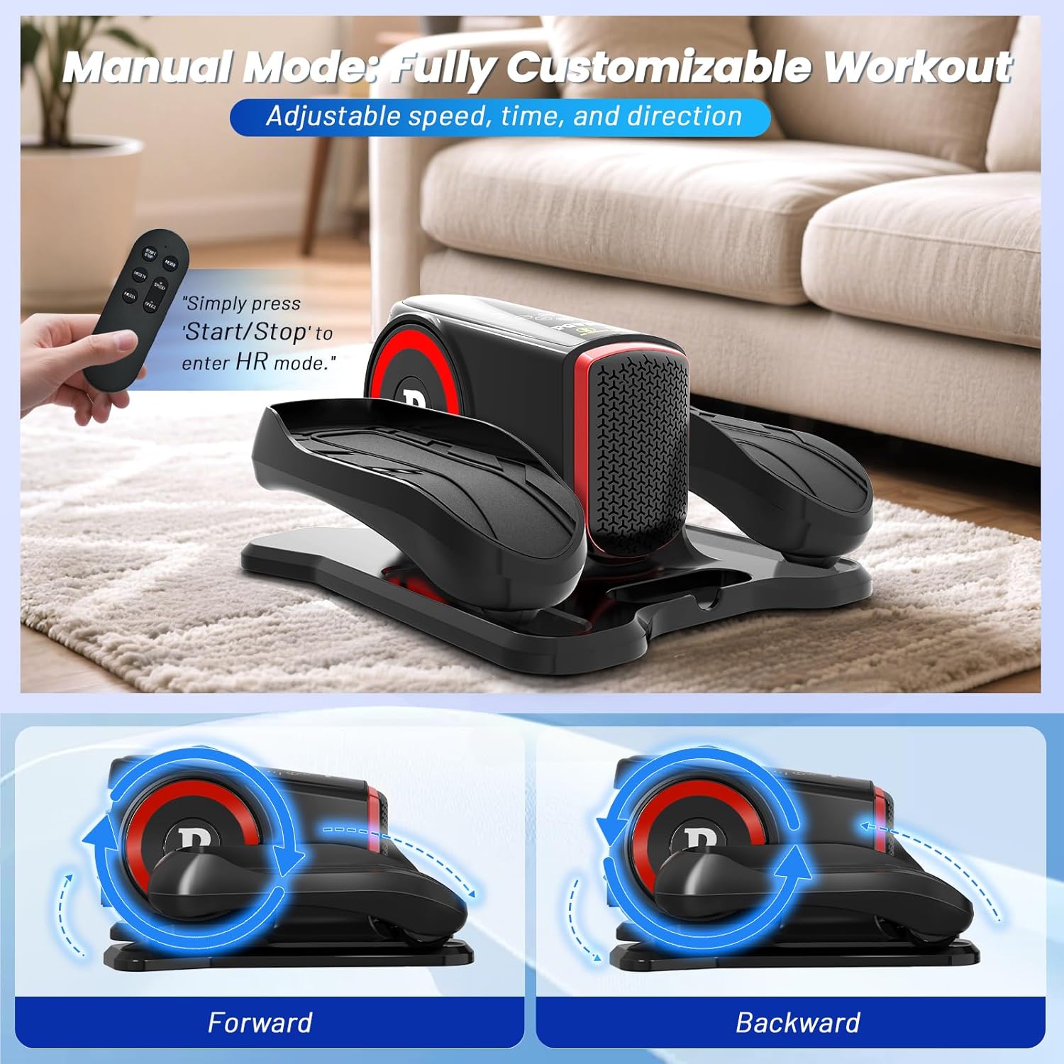 Under Desk Elliptical Machine, Elliptical Leg Exerciser with Bluetooth Speaker, 12 Adjustable Speeds, Auto Manual Modes, Remote Control LCD Touchscreen Ideal for Seniors Under Desk Elliptical Machine, Elliptical Leg Exerciser with Bluetooth Speaker, 12 Adjustable Speeds, Auto Manual Modes, Remote Control LCD Touchscreen Ideal for Seniors