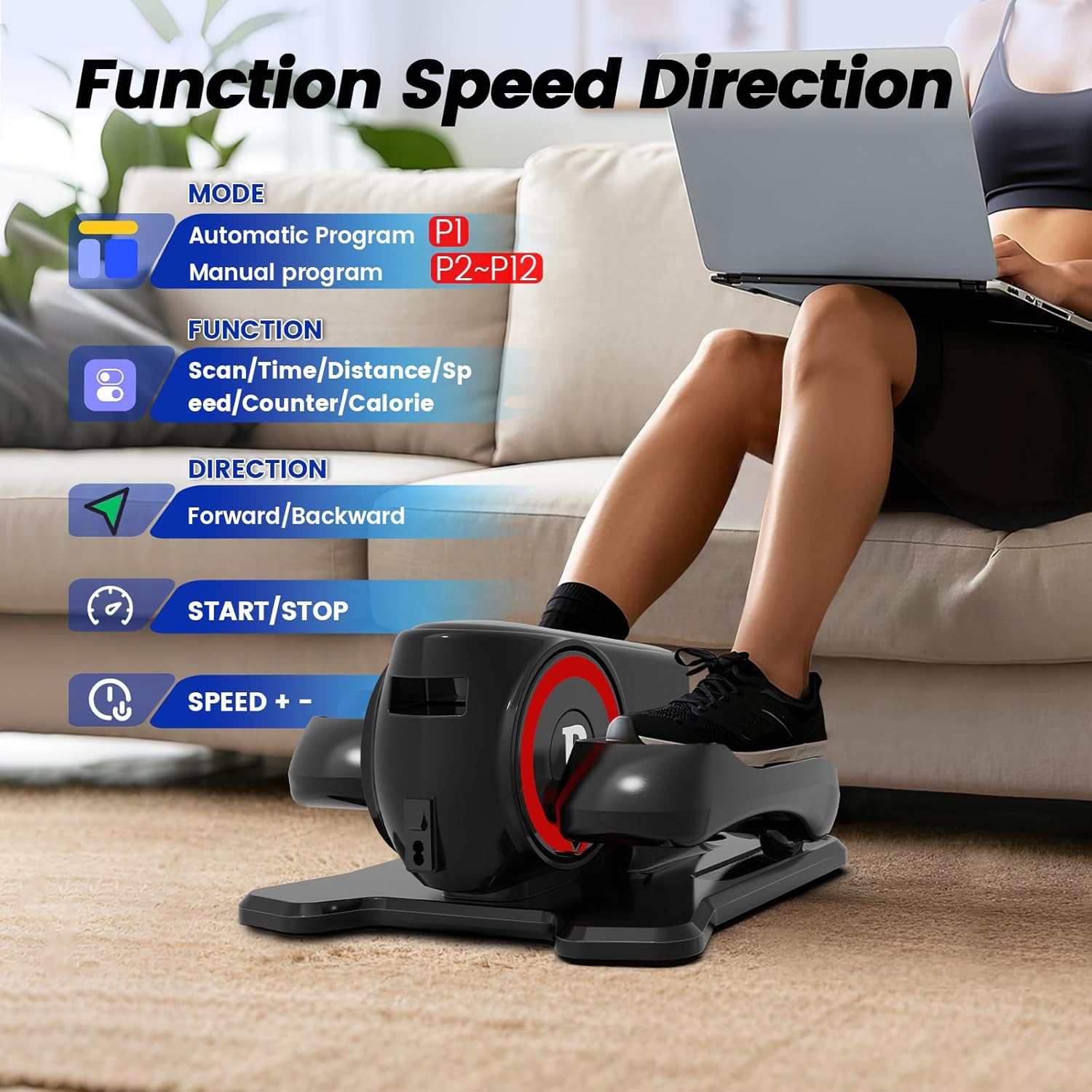 Under Desk Elliptical Machine, Elliptical Leg Exerciser with Bluetooth Speaker, 12 Adjustable Speeds, Auto Manual Modes, Remote Control LCD Touchscreen Ideal for Seniors Under Desk Elliptical Machine, Elliptical Leg Exerciser with Bluetooth Speaker, 12 Adjustable Speeds, Auto Manual Modes, Remote Control LCD Touchscreen Ideal for Seniors