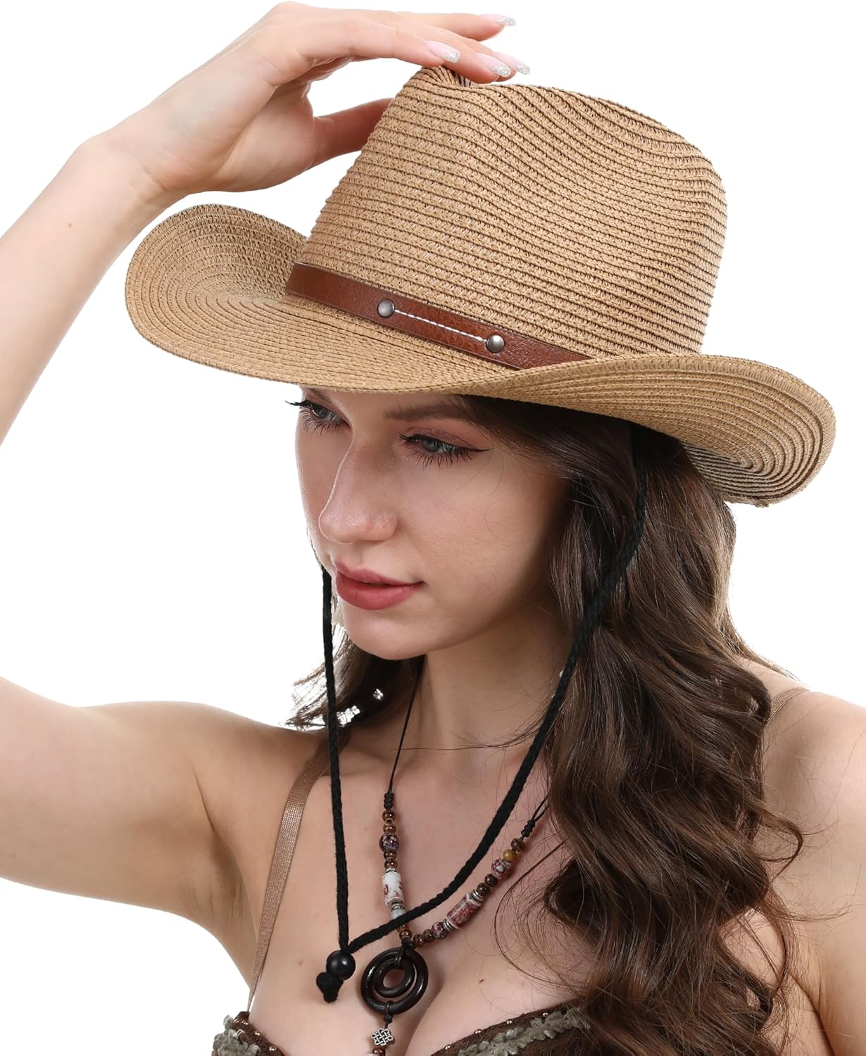 WOOH Summer Straw Hats for Women,Beach Hats for Women Foldable,Panama Wide Brim Hat for Garden,Premium Package UPF80+