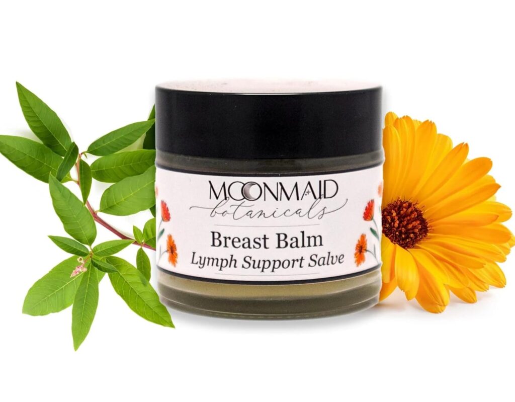 Breast Balm for Swollen Lymph Nodes, Fibroids, Lymphatic Drainage, Reduce Breast Pain | Comfortable Breast Massage, Ease Sensation of Fullness | Poke Root, Calendula, St. Johns Wort