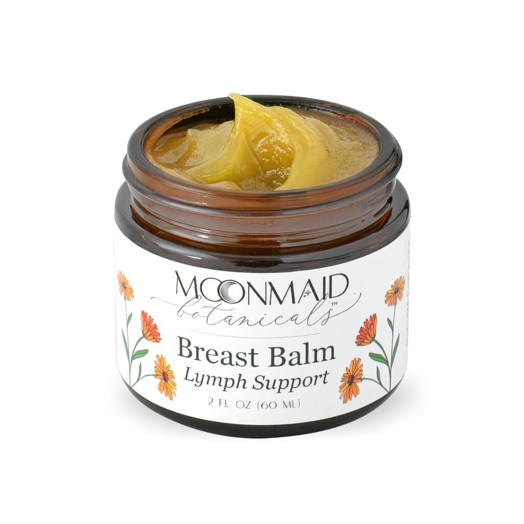 Breast Balm for Swollen Lymph Nodes, Fibroids, Lymphatic Drainage, Reduce Breast Pain | Comfortable Breast Massage, Ease Sensation of Fullness | Poke Root, Calendula, St. Johns Wort