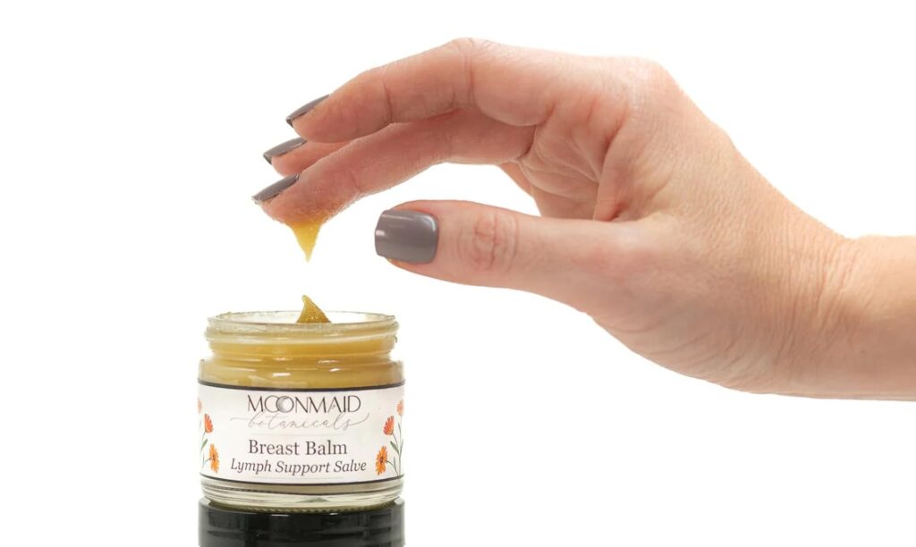 Breast Balm for Swollen Lymph Nodes, Fibroids, Lymphatic Drainage, Reduce Breast Pain | Comfortable Breast Massage, Ease Sensation of Fullness | Poke Root, Calendula, St. Johns Wort