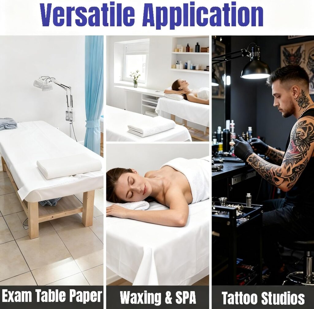 100 Pcs Disposable Bed Sheets Massage Table Covers 31x71 Non Woven Fabric Sheets for SPA Waxing Tattoo Beauty Salon Facial Esthetician Table Protector (White)