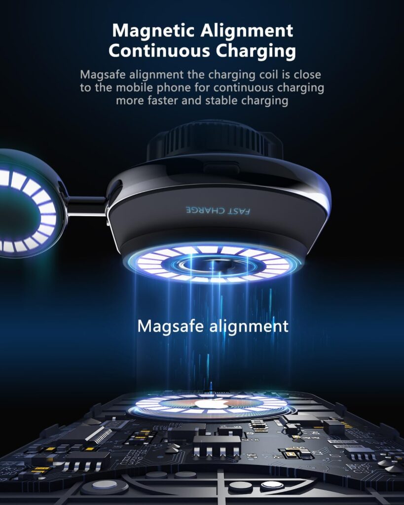 2 in 1 Car Apple Watch Charger，18W Magsafe Car Charger Mount with Air Vent Cooling Fan ，Magnetic Wireless Car Charger for iPhone 17 Pro Max/17/16/15/14/13/12 and Apple Watch, Black