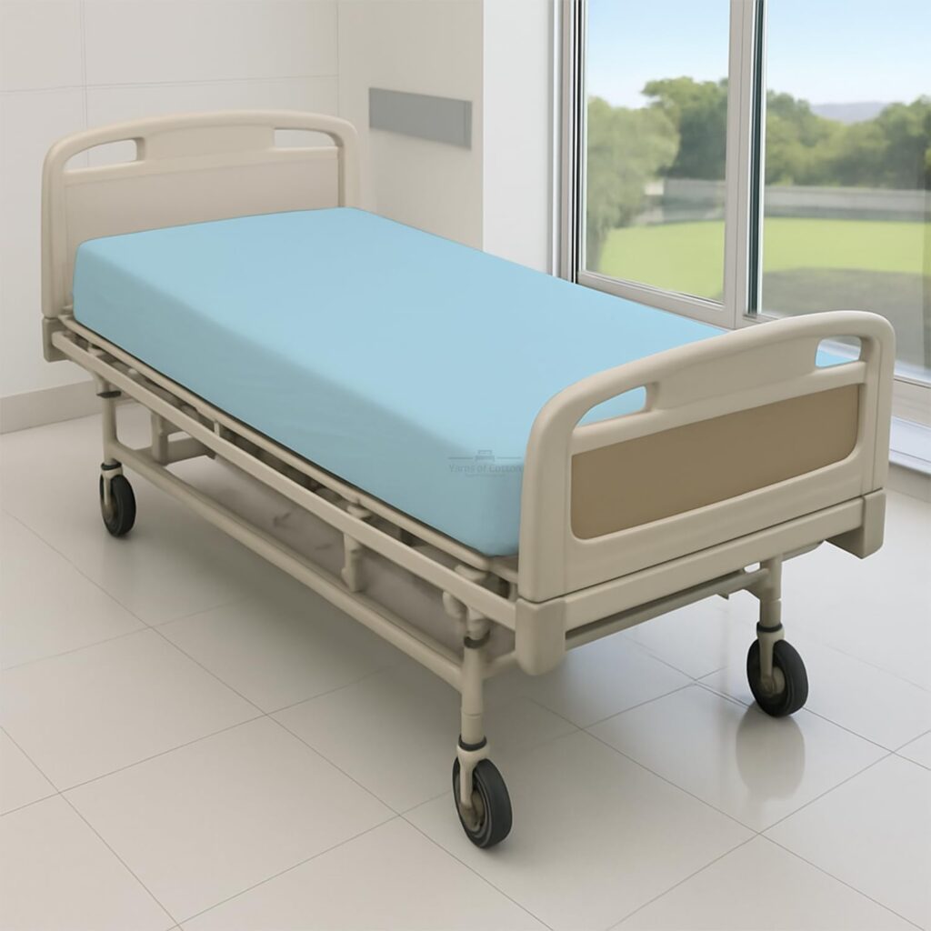 2 Pack Twin Size Hospital Flat Sheets - Soft Microfiber Hospital Flat Sheets - Hospital Bed Sheets (Light Blue, 66 x 104)