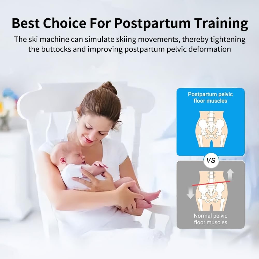 Adjustable Ski Machine, Simulated Ski Trainer, Ski Practice, Hip Trainer, Exercise Equipment for Leg Pelvic Floor Muscle Workout, Funny Fitness Equipment for Home Full Body Workout, Purple