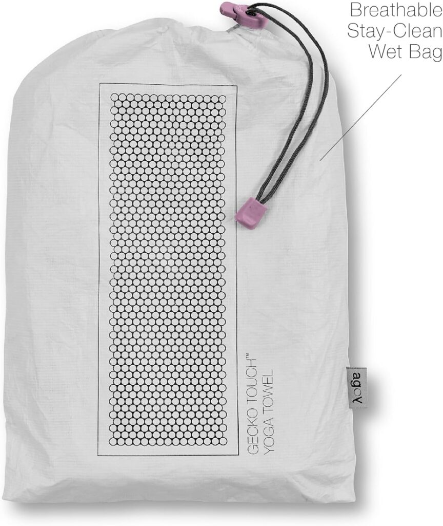 agoy Gecko Touch - Next-Gen Microfiber Yoga Towel - Double-Sided Silicone Non-Slip Grip – Ideal for Hot Yoga - Ultra Absorbent, Easy to Wash, Travel-Friendly - 30% Recycled Material - Free Wet Bag